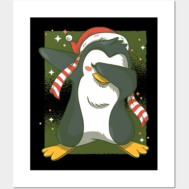 Christmas Dabbing Penguin Wall Art by madeinchorley